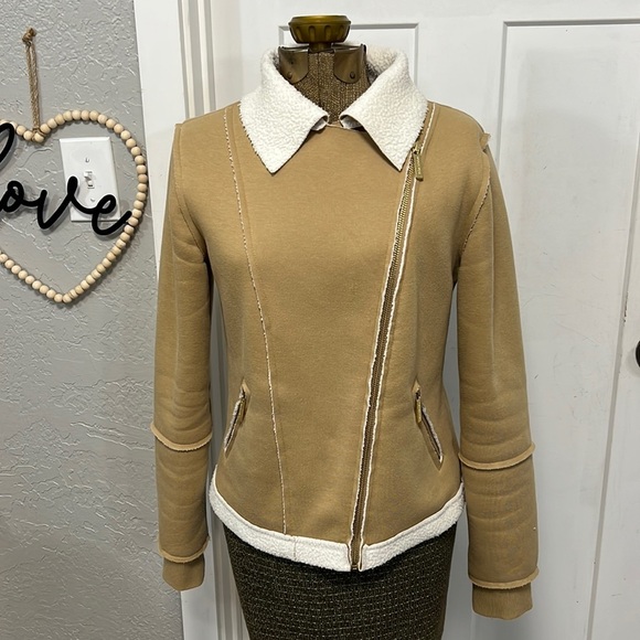 MICHAEL MICHAEL KORS SHERPA LINED MOTO STYLE JACKET SMALL - Picture 2 of 16